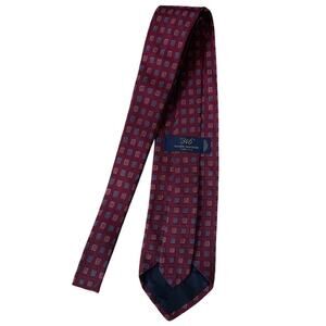 Brooks Brothers 346 Silk Tie | Burgundy Red Geometric Pattern, Made in Italy